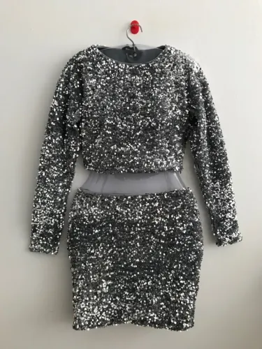 Conjunto cropped e saia paetê Shein Tam XS