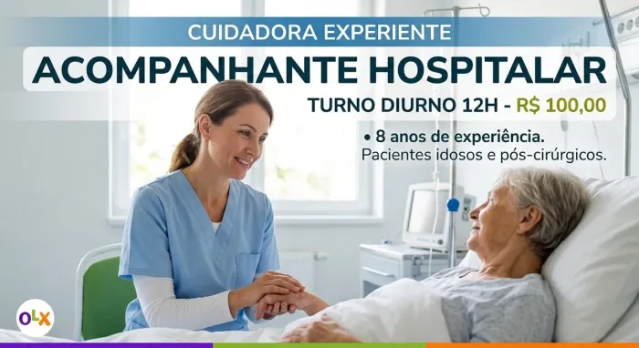 Acompanhante hospitalar diurno 12 horas R$100,00