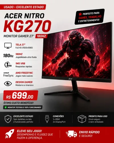 Monitor Acer 27' 180hz 