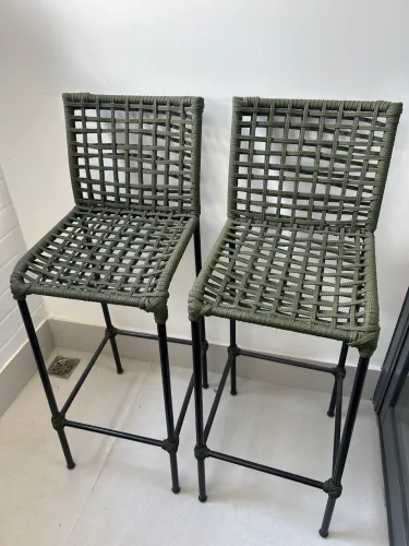 Par de banquetas em corda náutica para área externa