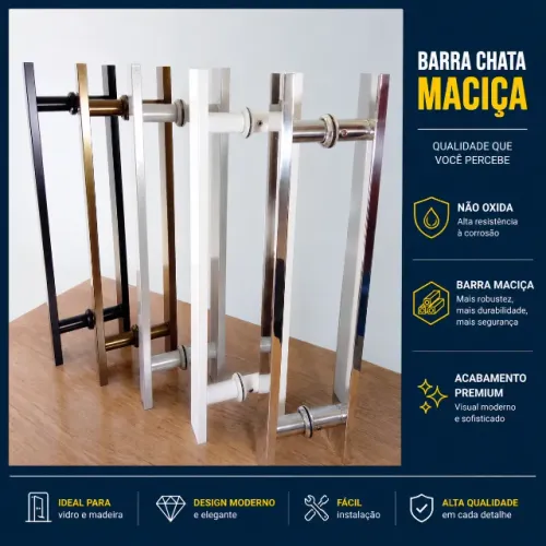 Promoção - Puxador Premium Barra Chata 40cm Para Porta Vidro Madeira Alumínio Portão