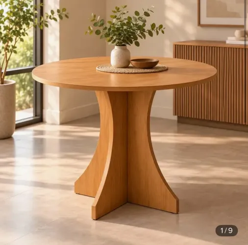 Mesa rústica redonda versátil 80cm natural
