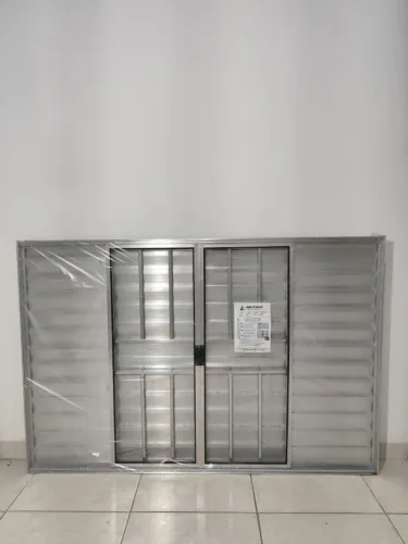 **JANELA DE QUARTO VENEZIANA 6 FOLHAS COM GRADE - 1,00 x 1,50 - BRILHANTE**