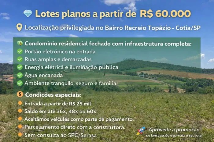 L1- Lotes planos, garanta o melhor que temos a proporcional venha já.