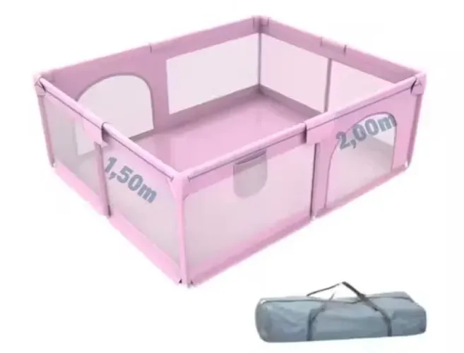 Cercadinho Desmontável Infantil Criança Bebê Chiqueirinho Grande 2,0x1,5m Portátil Grade T