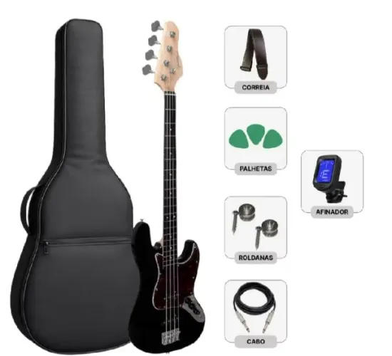 Contrabaixo Giannini GB100 BK (NUNCA USADO) 4 Cordas Preto + Kit Completo