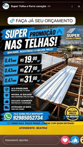 PREÇO DE PROMOÇÃO NA TELHA GALVALUME- APROVEITE 