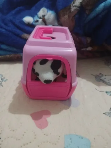 Cachorro de pelúcia com maleta de transporte