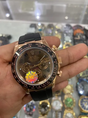 Rolex Daytona Chocolate Rose Gold Silicone Automático Premium