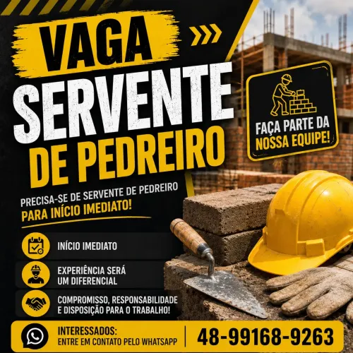 Precisa-se de servente de pedreiro