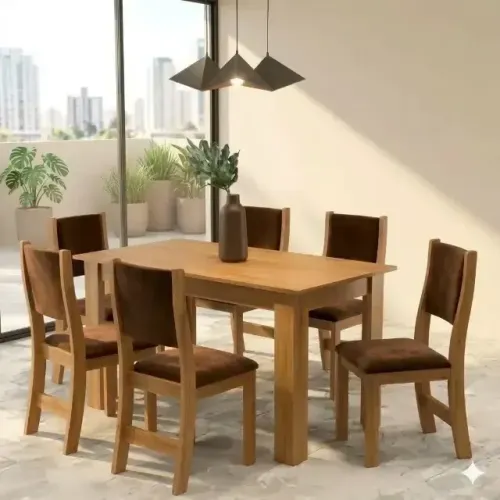 Mesa de jantar com 6 cadeiras novas de fabrica