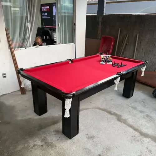 Mesa de sinuca em ardósia mineira, pronta para uso