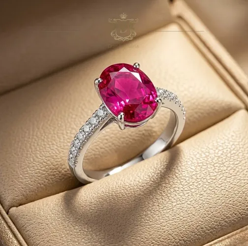 Anel Rubi da Caxemira com Brilhantes em Ouro 18K 750