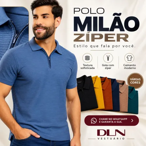Polo Milão Zíper Masculina 