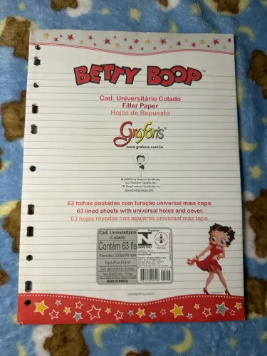 bloco fichário folhas betty boop papelaria vintage anos 2000 grafons