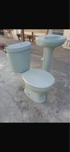 Kit completo vaso sanitário + lavatório com coluna (cor: verde água)