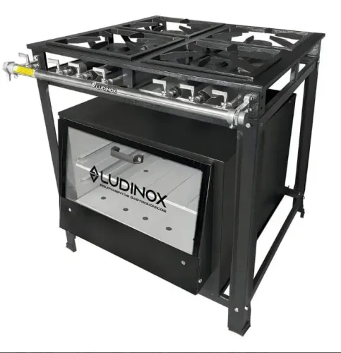 Fogão Ludinox 4 bocas c/ forno industrial Alta Pressão