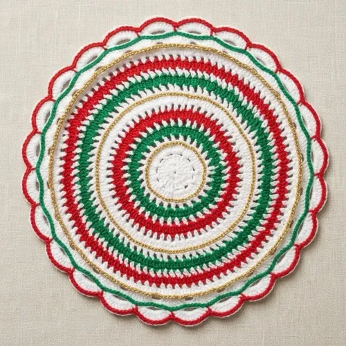 Sousplat de Crochê Natal - Luzes de Natal Luxo