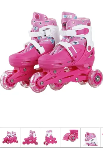 Patins Infantil Com Kit Proteção - Rosa Calça do 28 ao 31