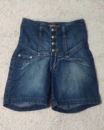 Short Jeans Y2K Veste 36 Estilo Anos 2000 Azul Escuro
