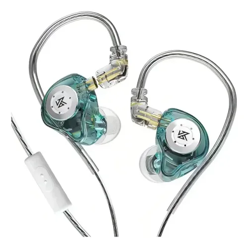 Fone Gamer Estúdio KZ EDX Pro In-Ear Verde Ciano Com Microfone