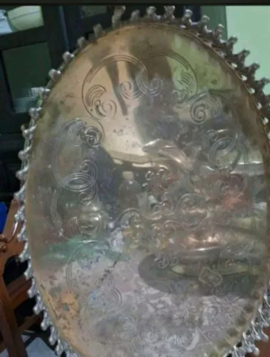 Relicário bandeja em metal espessurado a prata