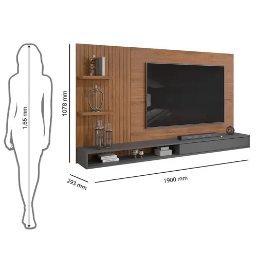 Painel Para Tv Ate 60 Polegadas 1 Porta + 2 prateleiras