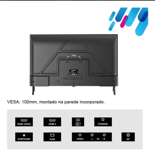 Smart Tv 43 Hd Com Android 14, quad-core Poderoso, Som Premium 20w