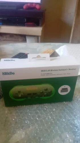 Controle super nintendo sem.fio 8bitdo verde transparente lacrado