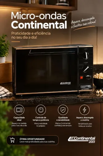 Micro-ondas Continental 2001 Retrô - Ótimo Estado e Sem Defeitos