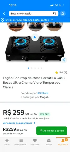 Fogao cooktop de sobrepor