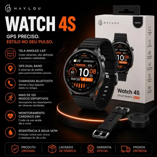 Haylou Watch 4S Com Tela AMOLED e Até 10 Dias de Bateria