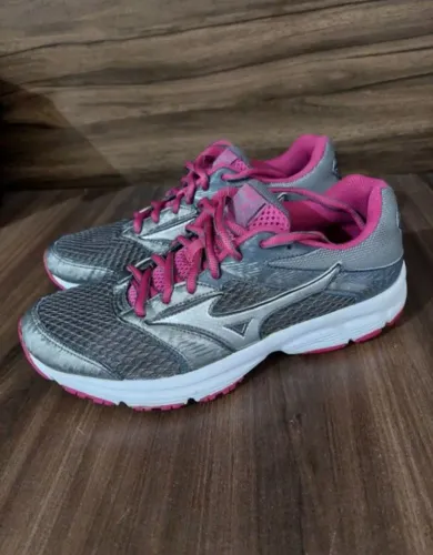 Tênis mizuno feminino cinza e rosa 38