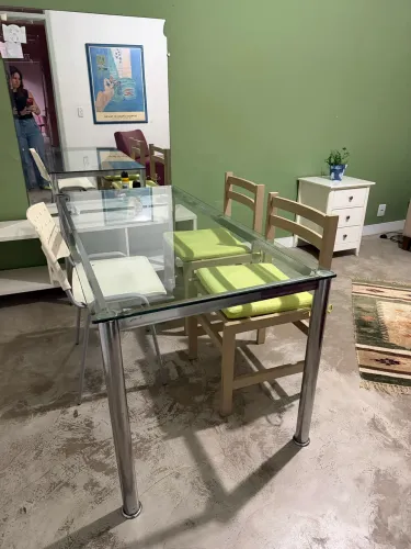Mesa cromada tampo vidro