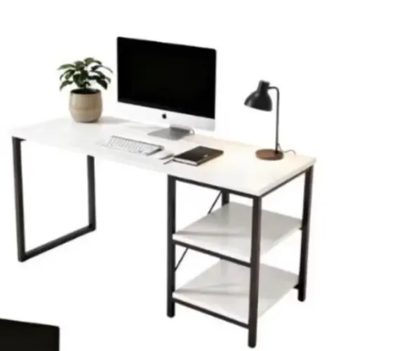 Mesa Home Office - Estilo Industrial - Branca