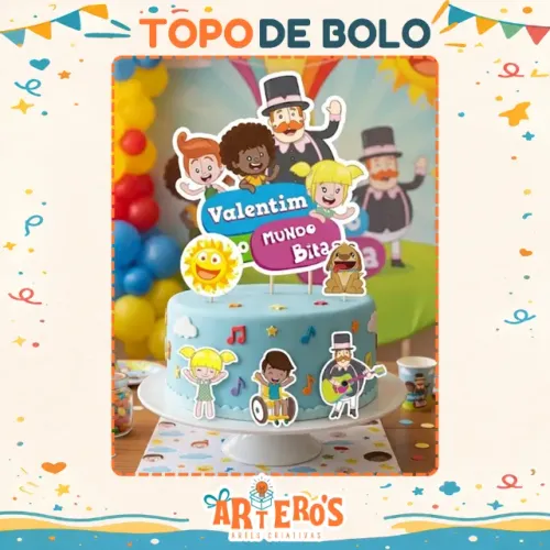 Topo de Bolo Mundo Bita