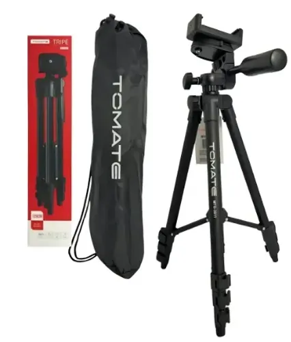 Tripé Profissional para Camera e Celular - Universal 1.40m - Preto