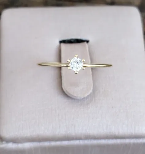 Anel solitário zirconia ouro 18k - aro 16