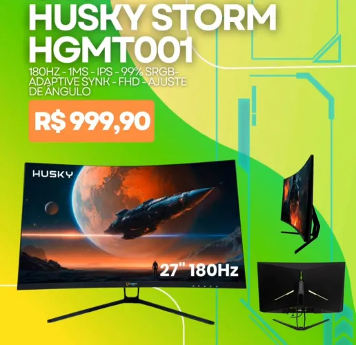Monitor Gamer HUSKY STORM CURVO 27" 180Hz, 1ms, 99% SRGB, Adaptive Synk
