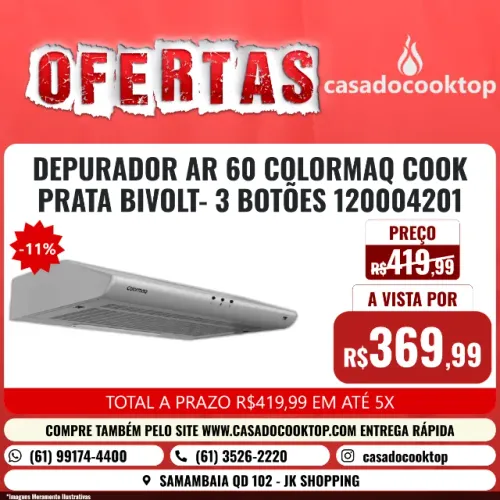 DEPURADOR AR 60 COLORMAQ COOK PRATA BIVOLT- 3 BOTÕES 120004201
