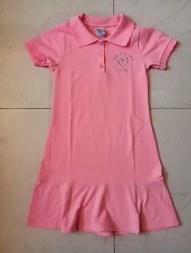 Vestido infantil menina rosa estilo Polo 6 anos
