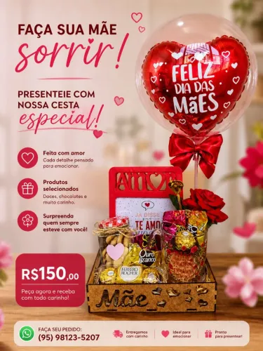 Cesta Especial para o Dia das Mães - Presente Perfeito! Preços estão nas fotos!