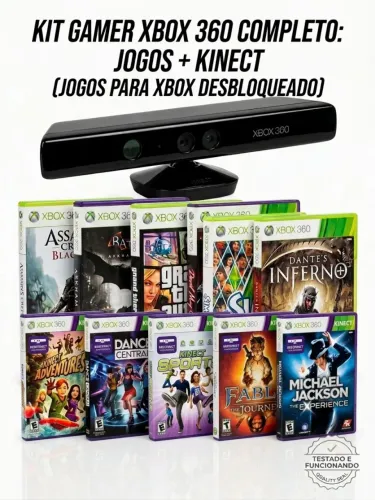KIT GAMER XBOX 360: KINECT + MAIS DE 30 JOGOS ?