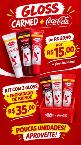 Gloss carmed coca cola , vermelho , incolor e marrom