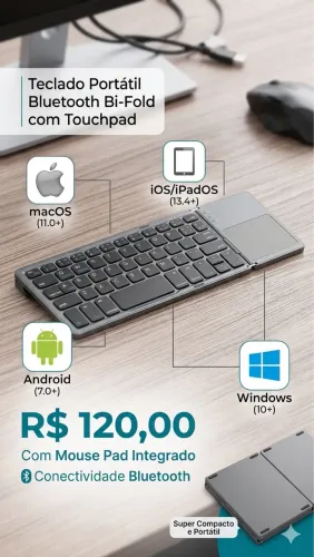 Teclado dobrável bluetooth