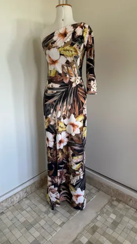 Vestido Patchouli Longo Floral Preto Tamanho 42