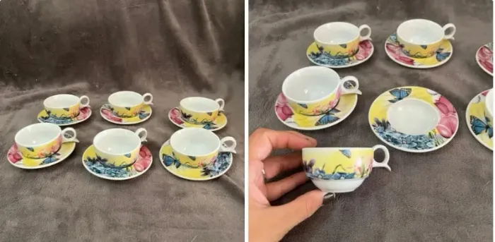 Conjunto de 6 xícaras e pires
