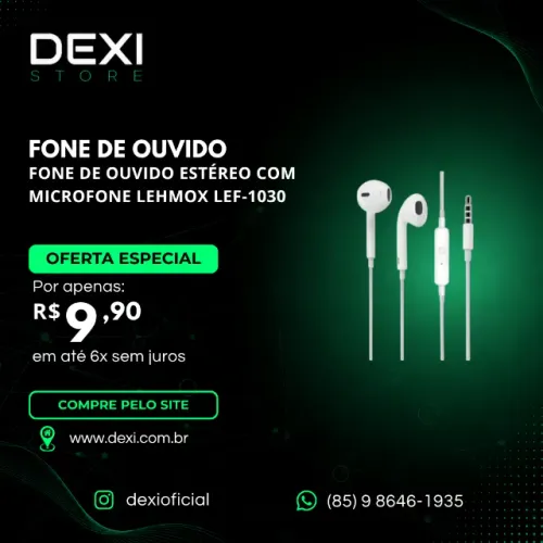 Fone de Ouvido Estéreo com Microfone Lehmox - LEF-1030