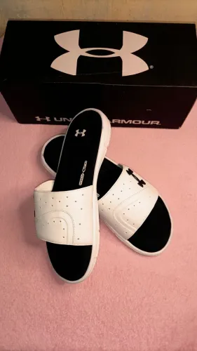 chinelo slide under armour branco
