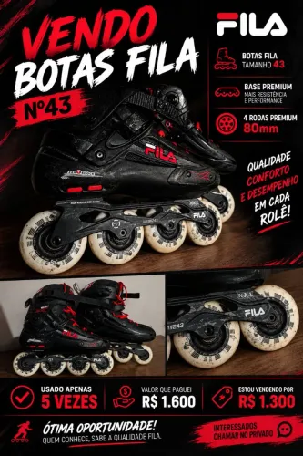 PATINS FILA 80MM TAM 43 - BASE PREMIUM - R$1300 ACEITO PROPOSTA RAZOÁVEL